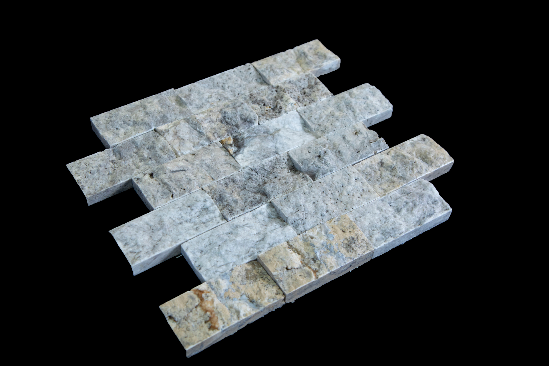Silver Travertine Split-Face 2x4x12 Panel detail 3