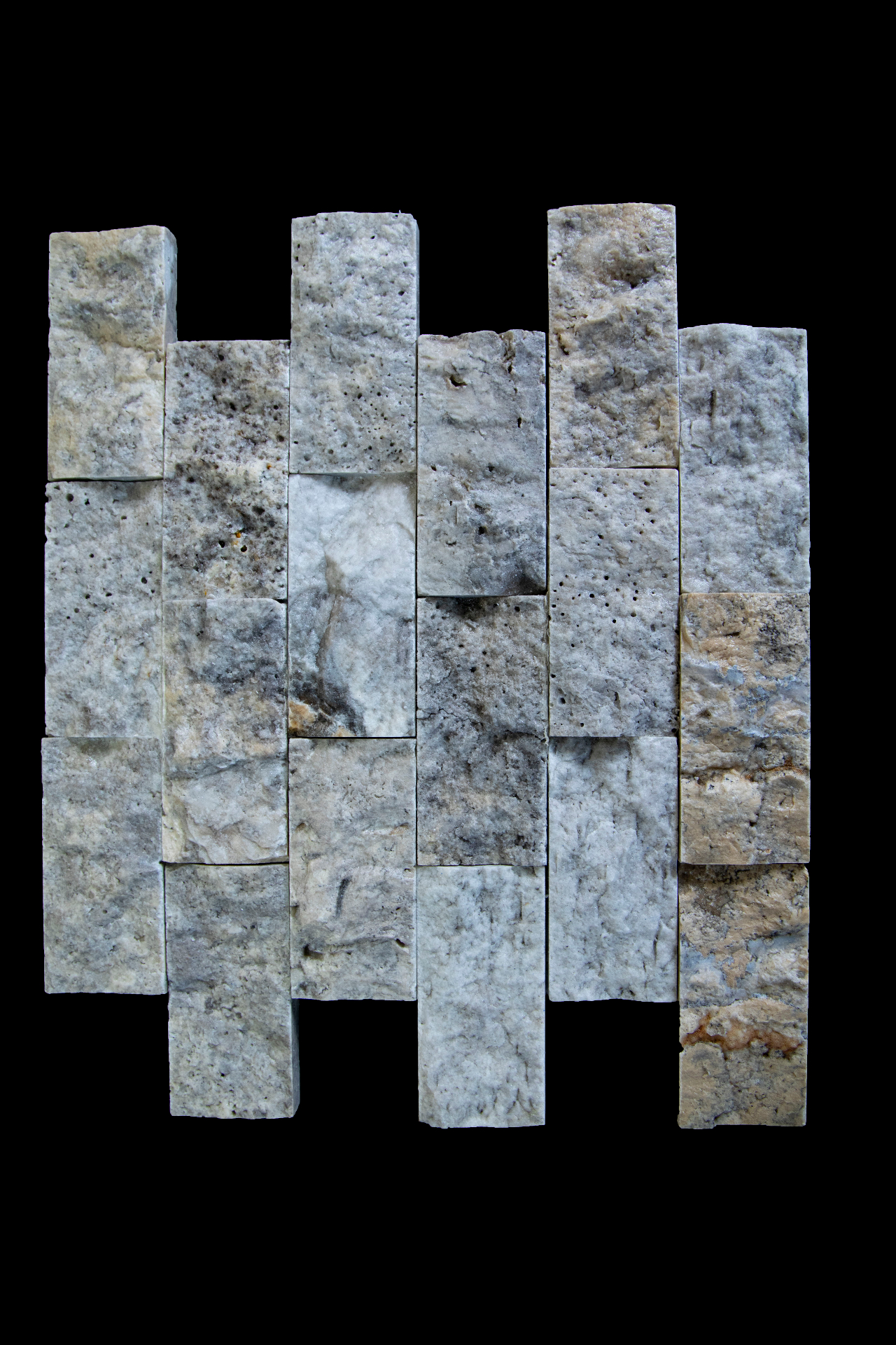 Silver Travertine Split-Face 2x4x12 Panel detail 2