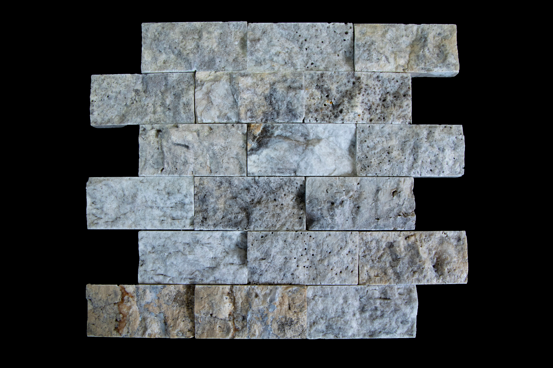 Silver Travertine Split-Face 2x4x12 Panel
