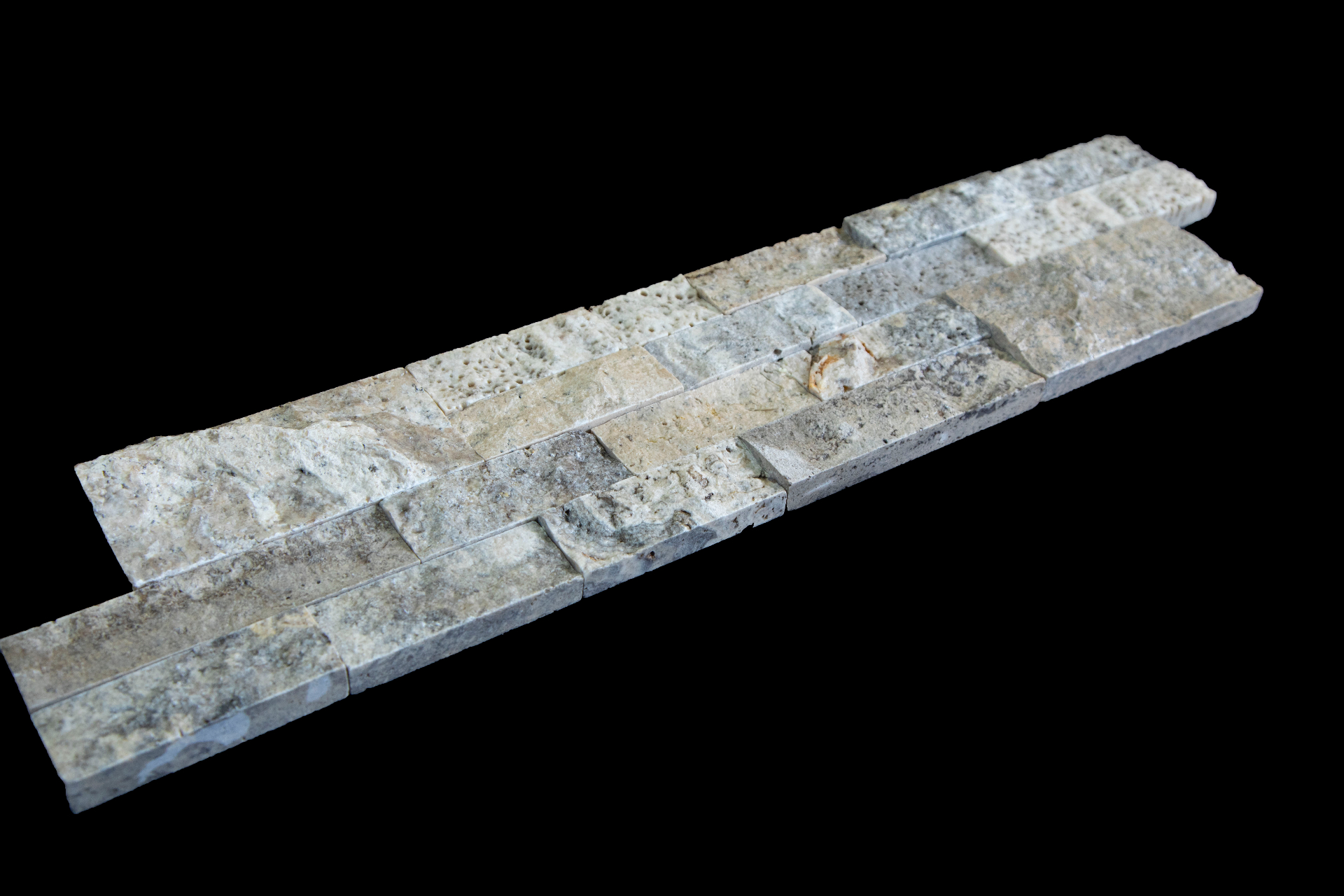 Silver Travertine Stacked Stone Panel detail 3